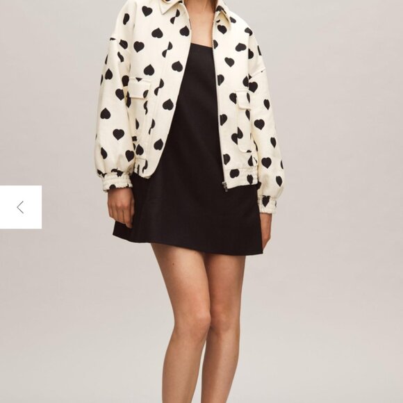 Tara Jarmon Heart-Print Linen Bomber Jacket KNOCK OFF - Picture 2 of 4